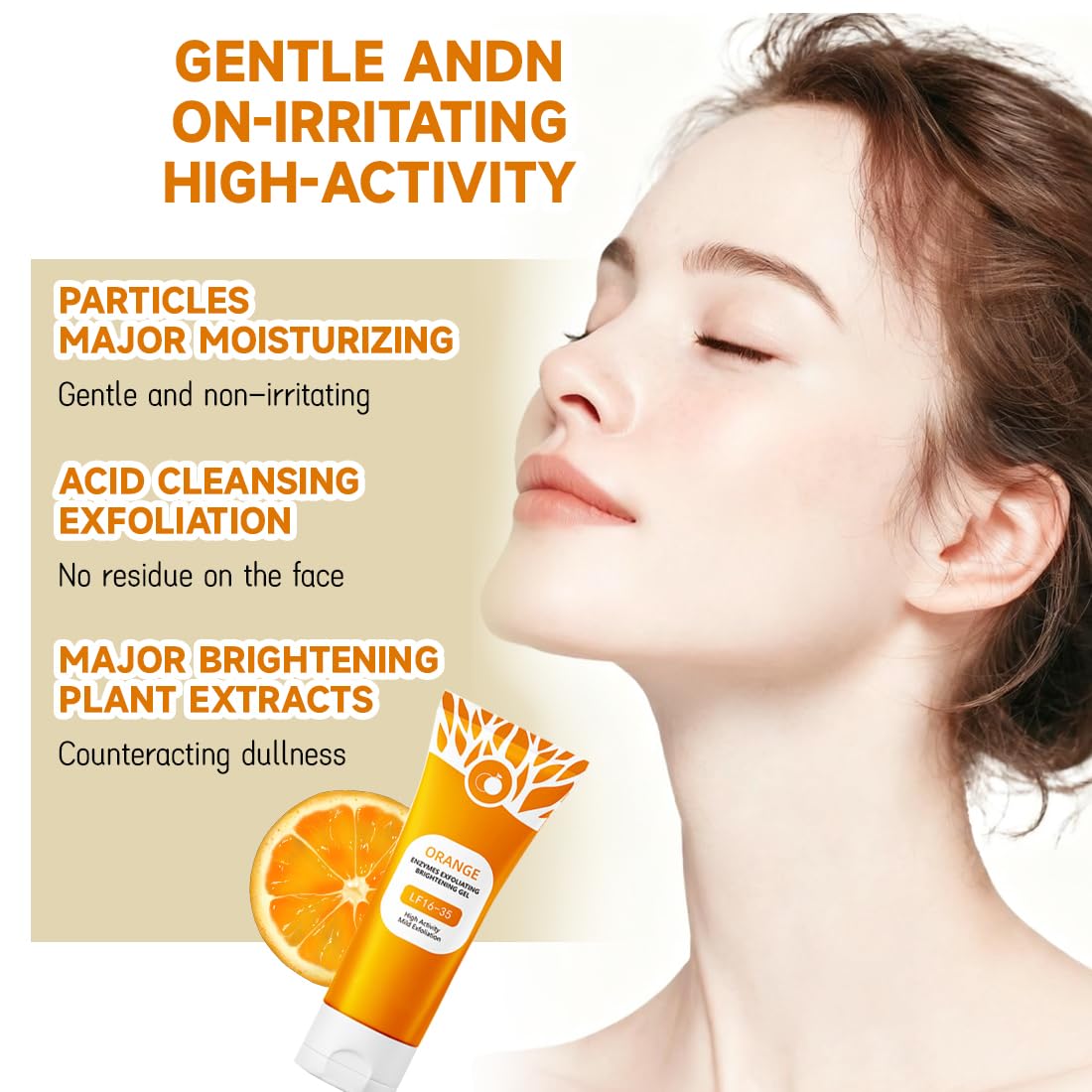 2 Pezzi Gentle Exfoliating Orange, Detergente Viso per la Pulizia Profonda della Pelle,Adatti per Uomini e Donne