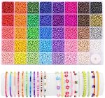 39 Colors 3mm Beads, Funtopia 9600pcs Glass Seed Beads for Bracelets Making, Friendship Jewelry Making Kit with Colorful Small Bead and Elastic String, DIY Jewellery and Art Crafts, for Birthdays, Parties, Holidays