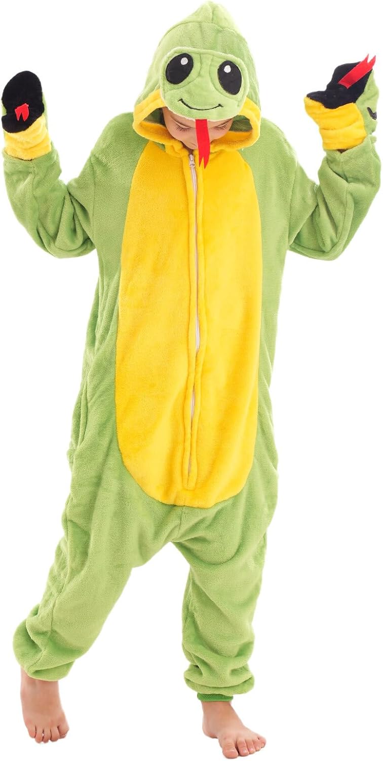 Animal Onesie Costume for Kids Halloween Costumes for Girls Boys Cosplay Outfit Green Snake
