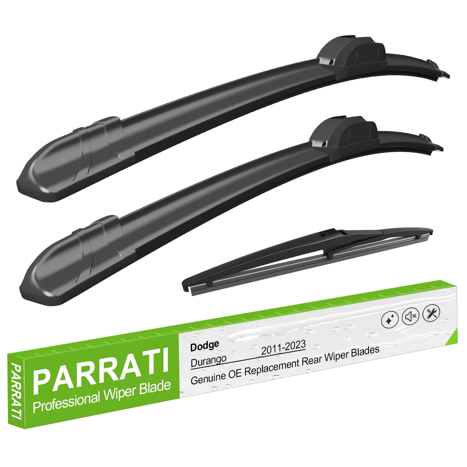 PARRATI® 3PCS Windshield Wiper Blades for Durango 2011-2023 - Exact Fit Replacement Front and Rear Wipers - 22+21+12 | All-Season Durability - Quiet &