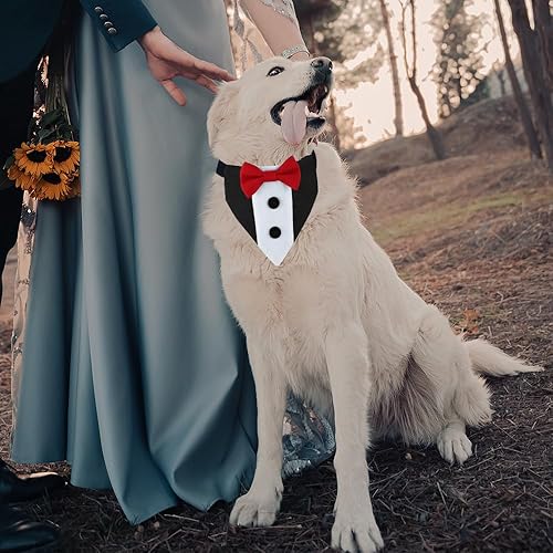 Miniatura 5 de Esmoquin para perro, bandana formal de boda para perro, collar ajustable con corbatín, pequeño, mediano y grande, para niños, boda, aseo y fiesta de