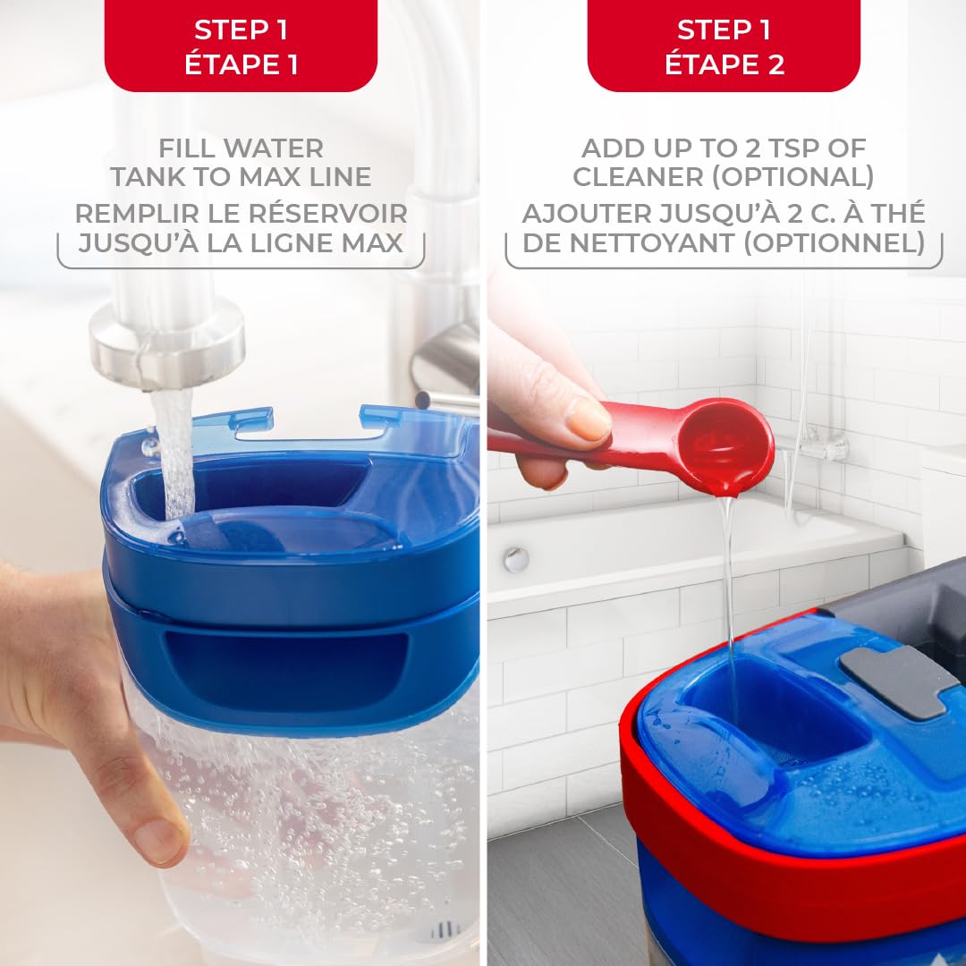 Vileda H2prO Ensemble | Séparation de l'eau 100 % propre et sale | Balai mural, outil de nettoyage de plinthe | Tête de balai microfibre réutilisable lavable en machine