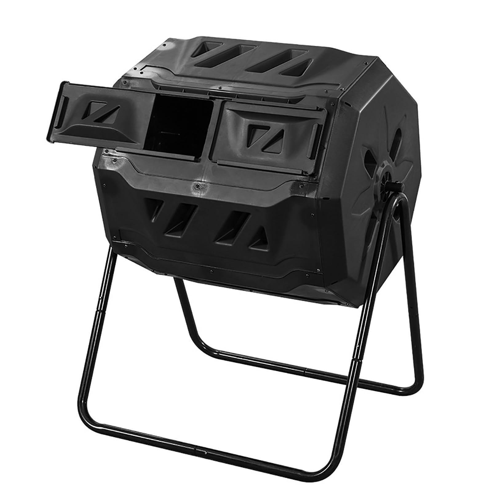 GtzlyCompost Bin, 160L Dual Chamber Composting Tumbler, Large 360° Tumbling Rotating Composter, Composter Bin Tumbler for Garden, Kitchen, Yard, Outdoor