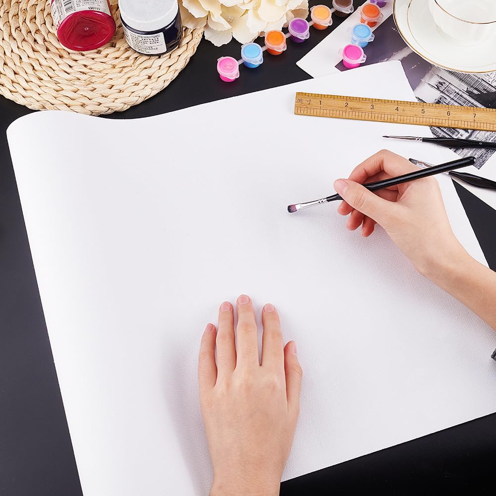 OLYCRAFT Rotolo di Tela Bianca da 37.3cm X 5 m Tela di Cotone con Doppio Primer Rotolo di Tela di Cotone Spesso 0.3mm per Pittura Carta da Gesso con Doppio Primer per Progetti Artistici con Pittura