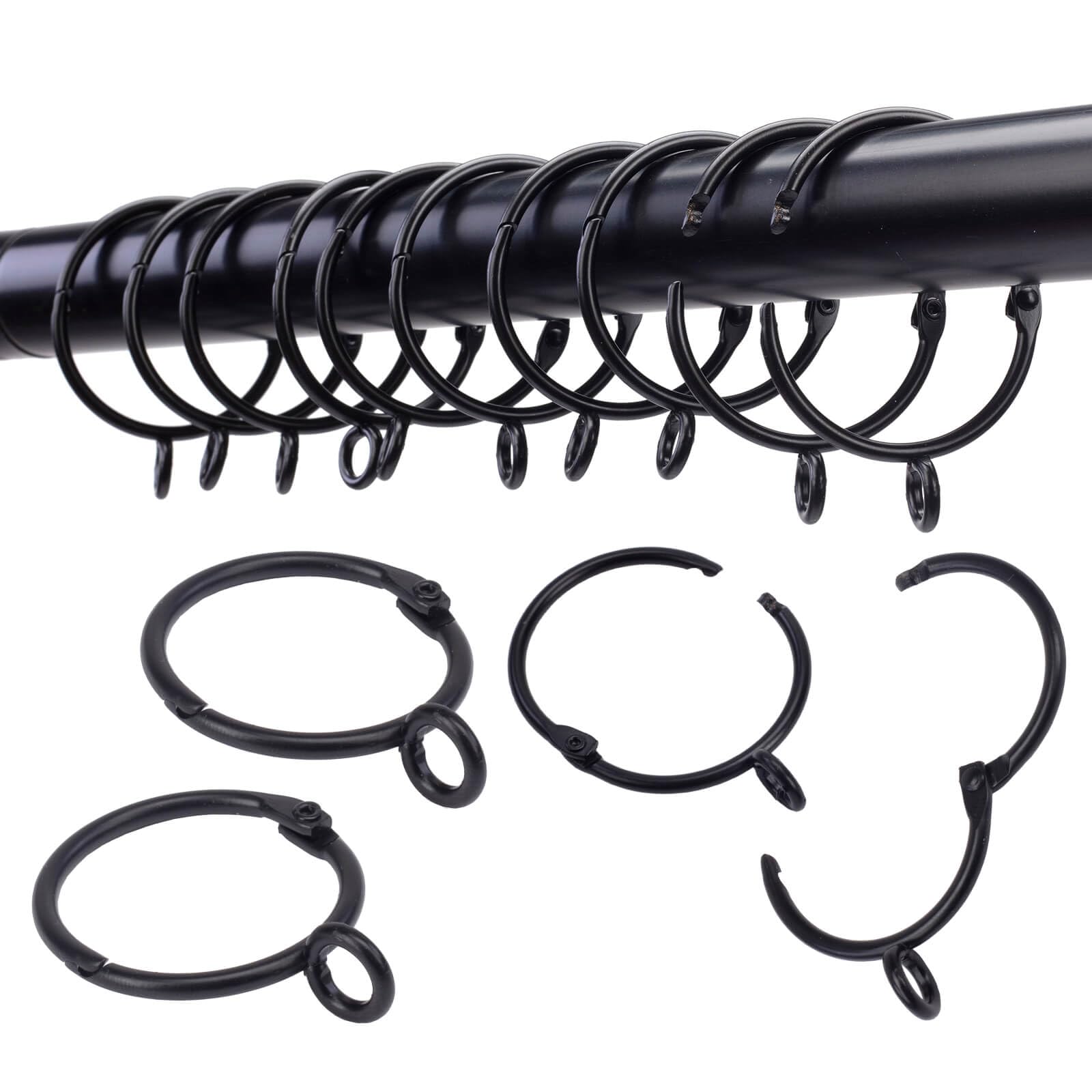 Openable Curtain Rings with Eyelet,24PCS Curtain Rings,Drapes Rings 25mm Interior Diameter Black TXZWJZ