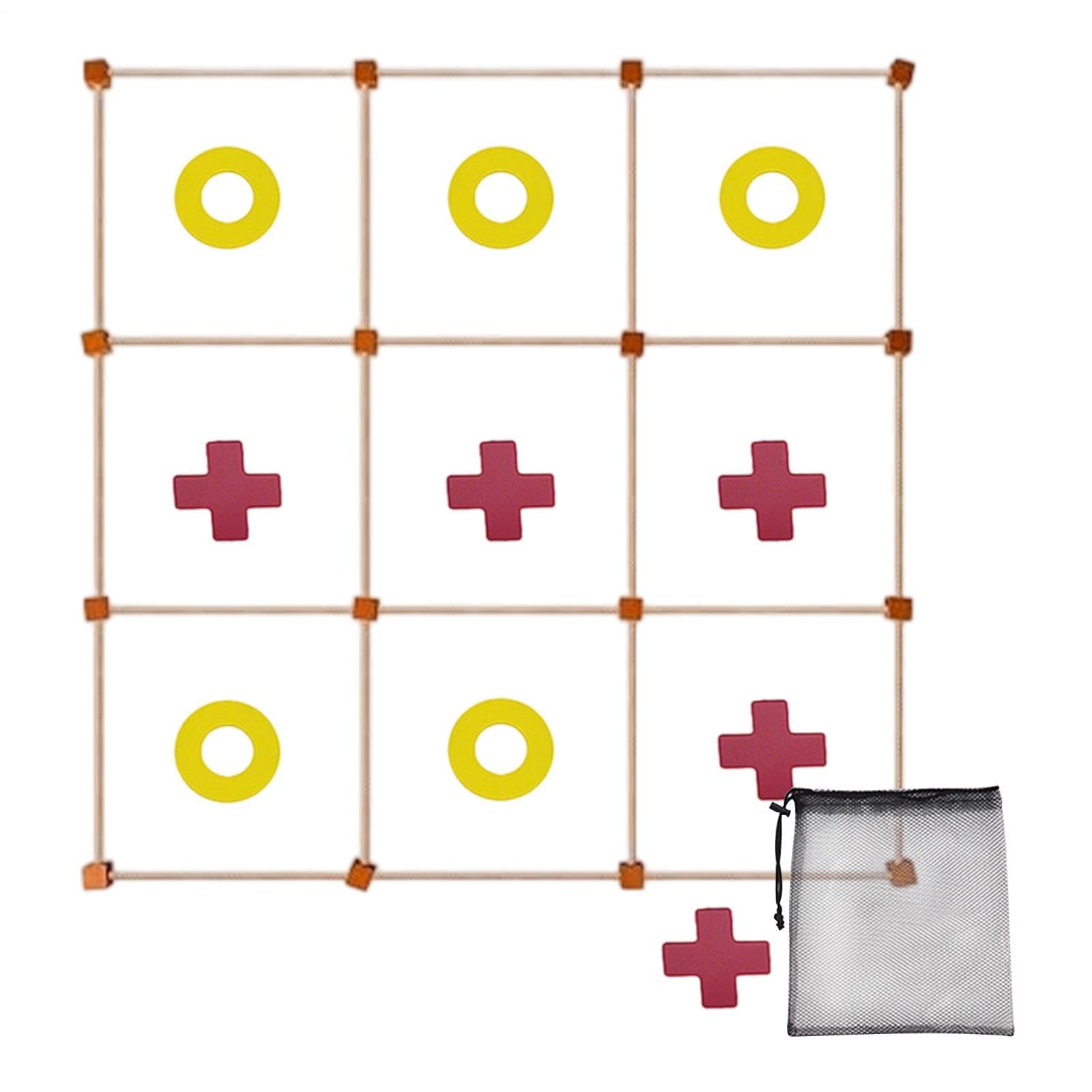 Gioco Gigante Tris & Lancio Esterno: Giardino XXL Per Bambini Famiglia - Coordinazione Occhio-Mano - Compatto E Portatile (Legno, 90x90cm)