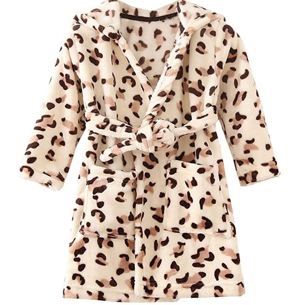 JZLPIN Unisex Baby Hooded Bathrobe Kids Flannel Pajamas Dressing Gown for Boys Girls