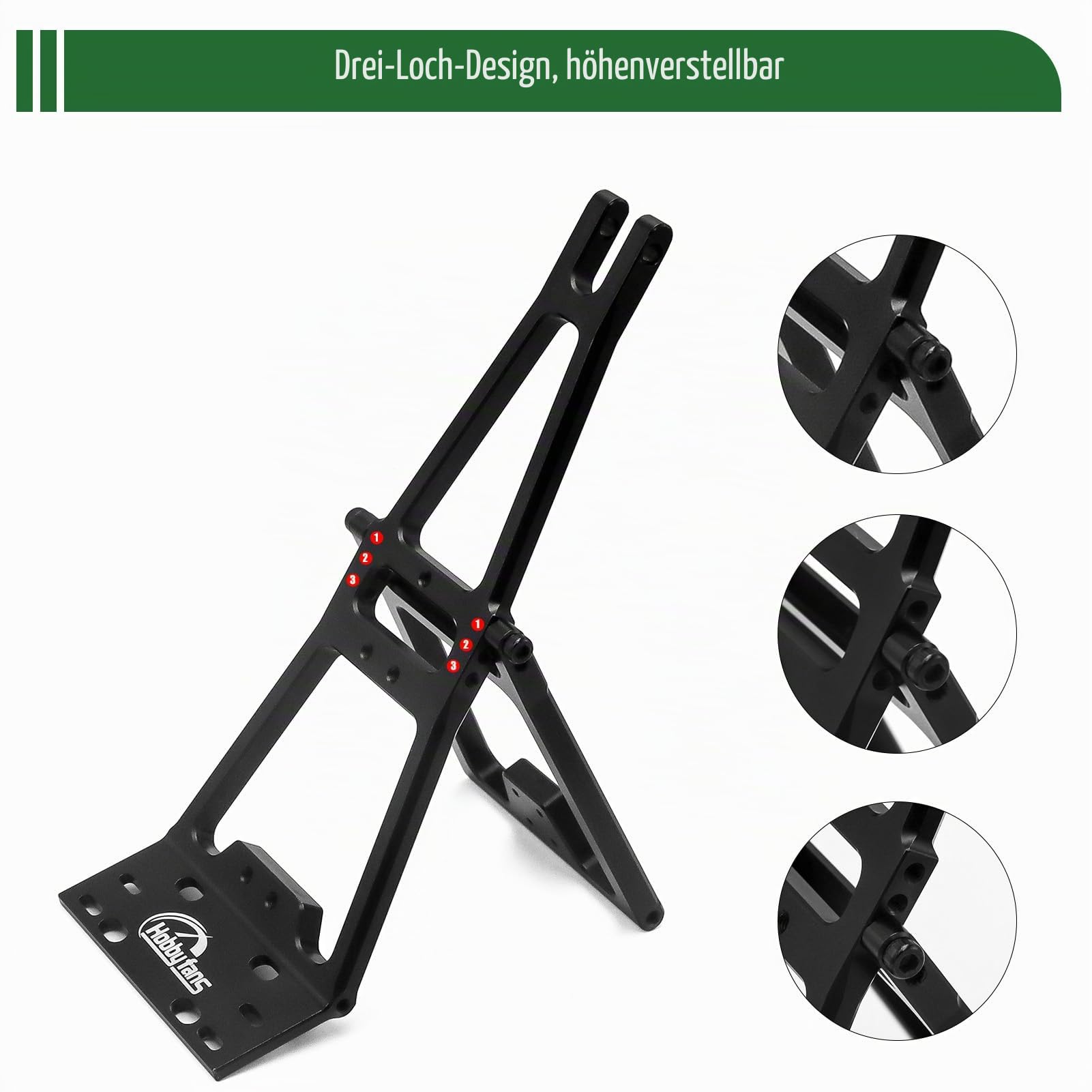 Alluminum RC Seilwinde Double Stent Rescue Set Truck Abschleppkran Arm Wrecker Kit mit 360° 35KG Servo für 1/10 SCX10 TRX4 RC Crawler und Anhänger RC Upgrade Teile (Schwarz)