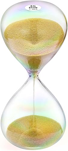 Miniatura 24 de Reloj de arena CNCJ de 60 minutos con vidrio de 7 colores y arena dorada, reloj de arena grande de 60 minutos, reloj de arena de 60 minutos, reloj