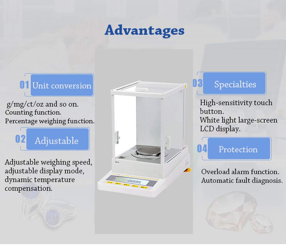Hanchen Analytical Balance 210 g x 0,0001 g Hochpräzise Analysenwaage Digital Balance Skala für Labor Apotheke 220V Manuelle Kalibrierung