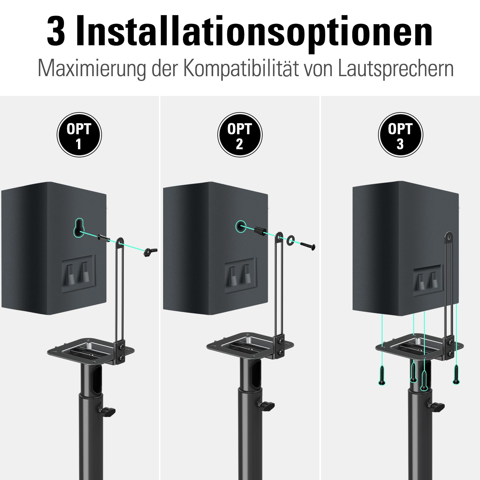 Mounting Dream Lautsprecherständer höhenverstellbar für Satelliten bis zu 5KG, 2er-Set Bodenständer