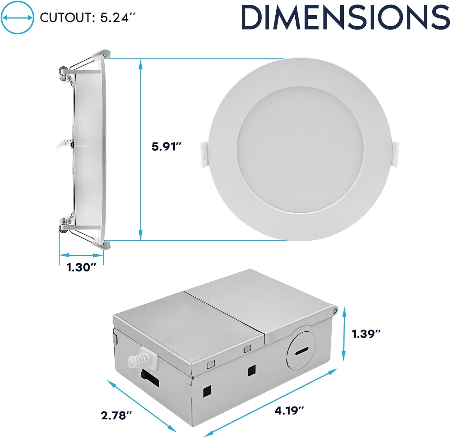 LUXRITE 5 Inch LED Recessed Light, ECO Backlit Mini Panel Spotlight, 5CCT 2700K-5000K, 1200 Lumens, High Output, 13 Watts, Dimmable, IC Rated, Wet Rated, ETL Listed, Energy Star, Round (6 Pack)