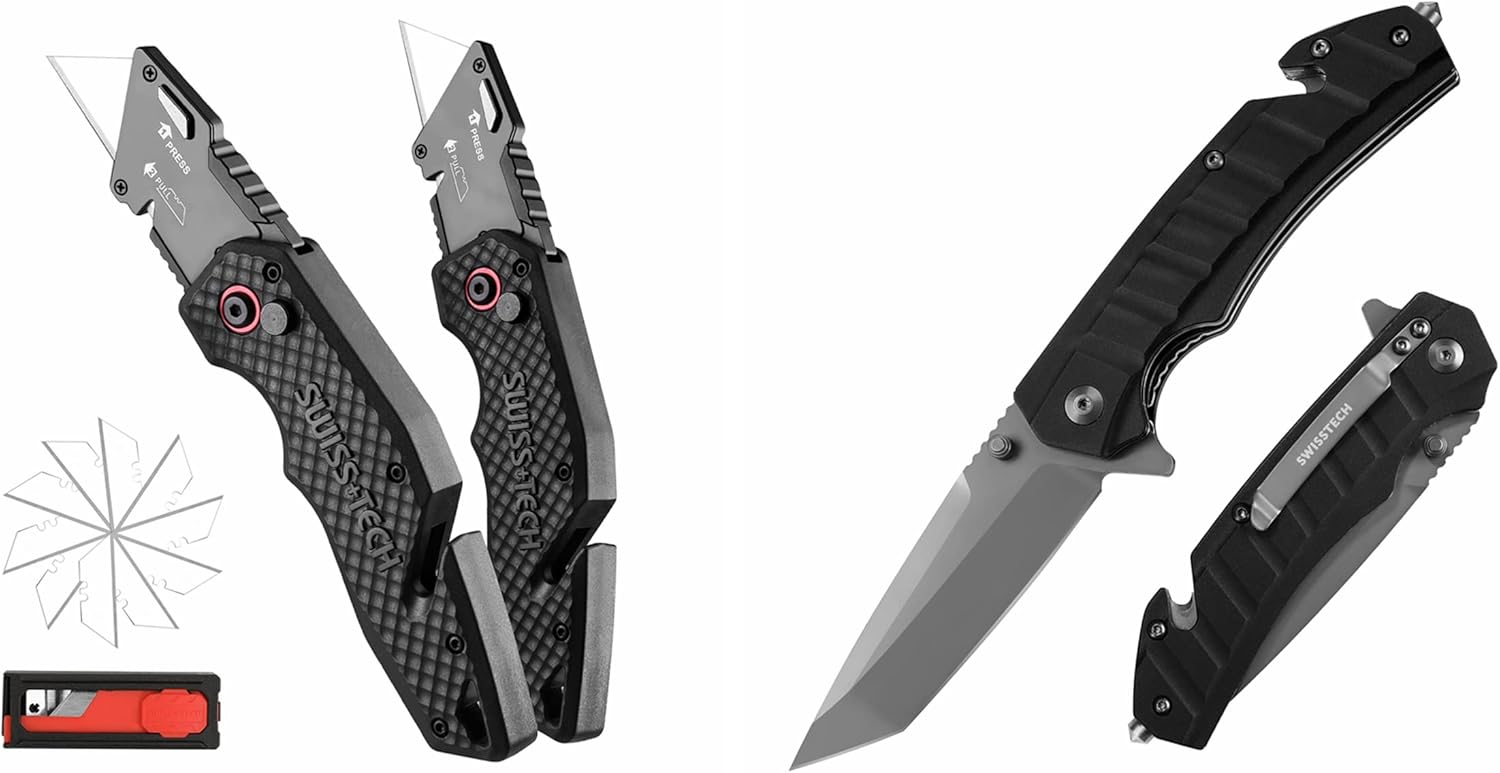 Swiss+Tech Utility Knife Set and Swiss+Tech Folding Pocket Knife