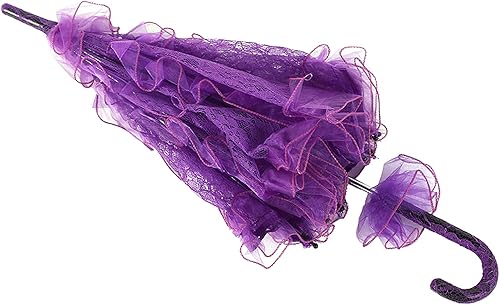 Paraguas de algodón de encaje nupcial para bodas Baile Fotografía Prop (Rojo) ()