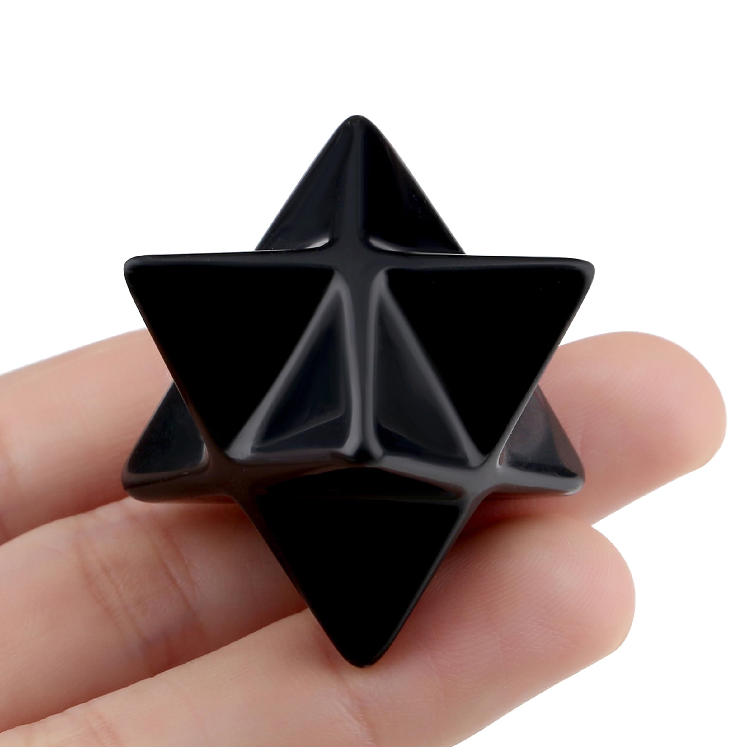 Photo 1 of QINJIEJIE Black Obsidian Merkaba Crystal Natural Healing Stones Sacred Meditation Energy Generator 1" Reiki 3D Star Dodecahedron Crystal Grid Home Decor Protection Cleansing Spiritual Gifts