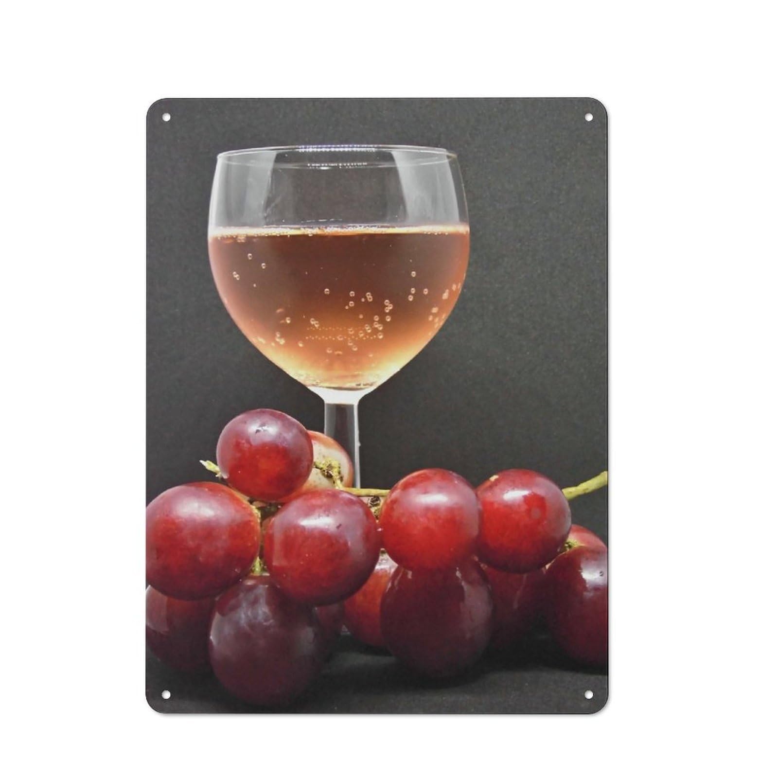 Junmoney Wine And Grapes Metal Wall Sign 40X30cm Featuring For Bar Or Restaurant, For Themed Interiors In Bars And Restaurants