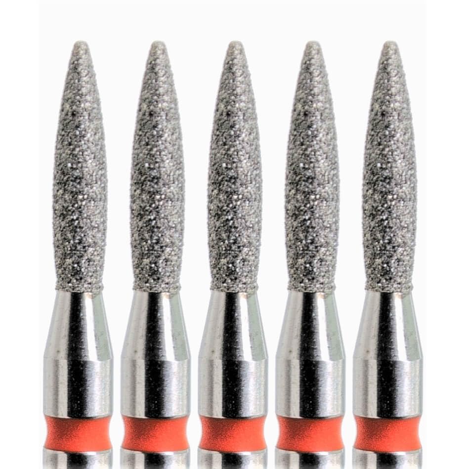 Original KMIZ Nail Drill Bit [5‑Pack] - Diamond Flame, 1.8 mm, Fine Grit, 3/32" Shank - E‑File Bit for Cuticle Detail Work, Pterygium Removal & Tight Lateral Folds - model DFL 1.8-8.0F