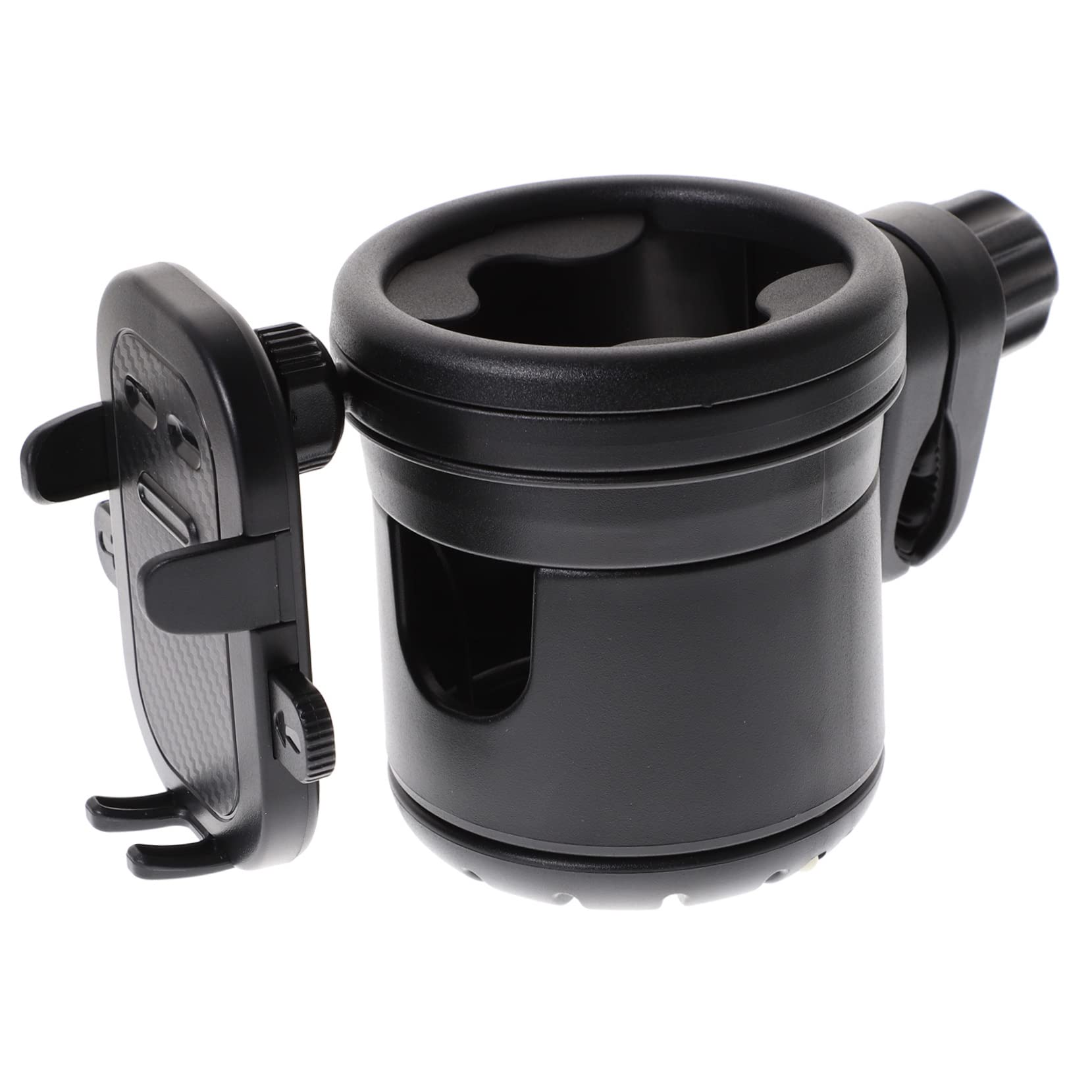 Portabicchieri per Passeggino Nero in Plastico e Metallo | Bicicletta e Scooter, Adatto a Bottiglia D'acqua e Tazza Caffè, Fissaggio Stabile Anti-caduta