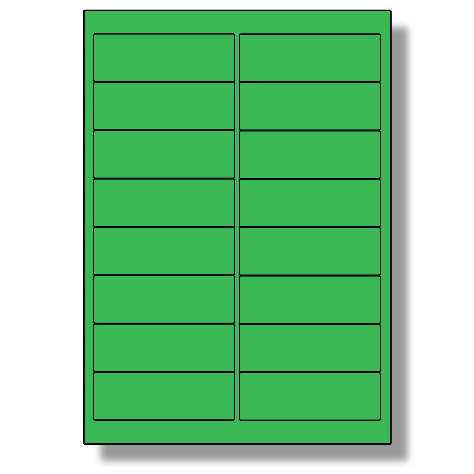 Label Planet® 16 Per Sheet, 5 Sheets (80 Green Labels). Coloured Paper Labels with Rounded Corners 99.1 x 33.9mm, LP16/99 C. — image 1
