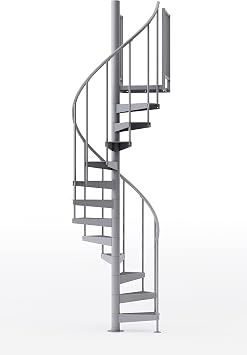 Condor Gray Interior 42in Diameter, Fits Height 85in - 95in, 2 36in Tall Platform Rails Spiral Stair Kit