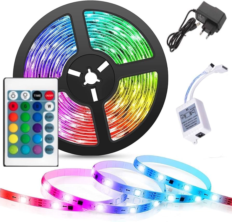 RGB LED Strip Light, 3 Meter, Multi-Color Changing, with Remote Control, Power Adapter and Controller, for Home Decoration, Bedroom, Festivals-image-18