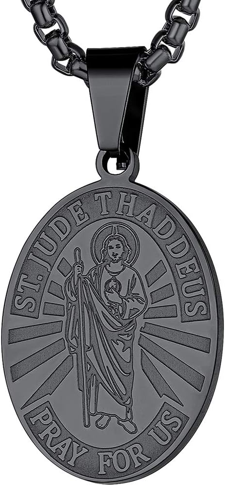FaithHeart Saint Christopher/Jude/Joseph/Anthony/Thomas/Benedict/Patrick Necklace for Men, Stainless Steel Catholic Patron Saints Medal Jewelry Blessings Amulet Necklaces, Customize Available, Stainless Steel