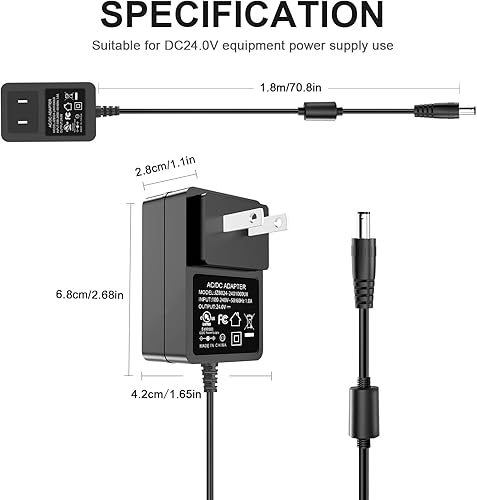 Miniatura 8 de Fuente de alimentación de 24 V CC, adaptador de 24 V CACC, cable de alimentación CC para tira de luz LED, cámara CCTV, altavoz Bluetooth, lámpara de