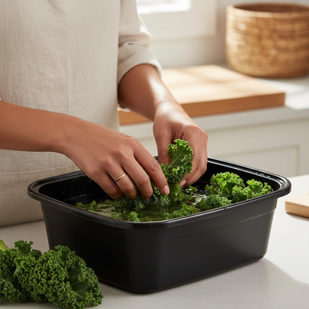 Saedy Black Dish Pan for Washing Dishes,16 Quart Plastic Wash Tub Rectangle, 3 Packs