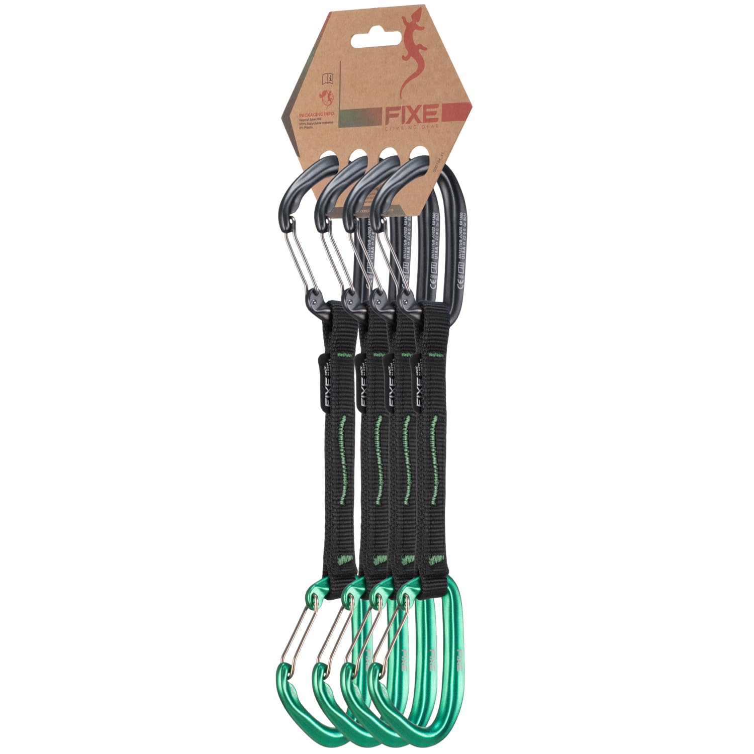 Cinta Exprés Puput Wire Aluminio 7075 Pack 4 para Escalada Deportiva y Vías Largas - Gris/Verde