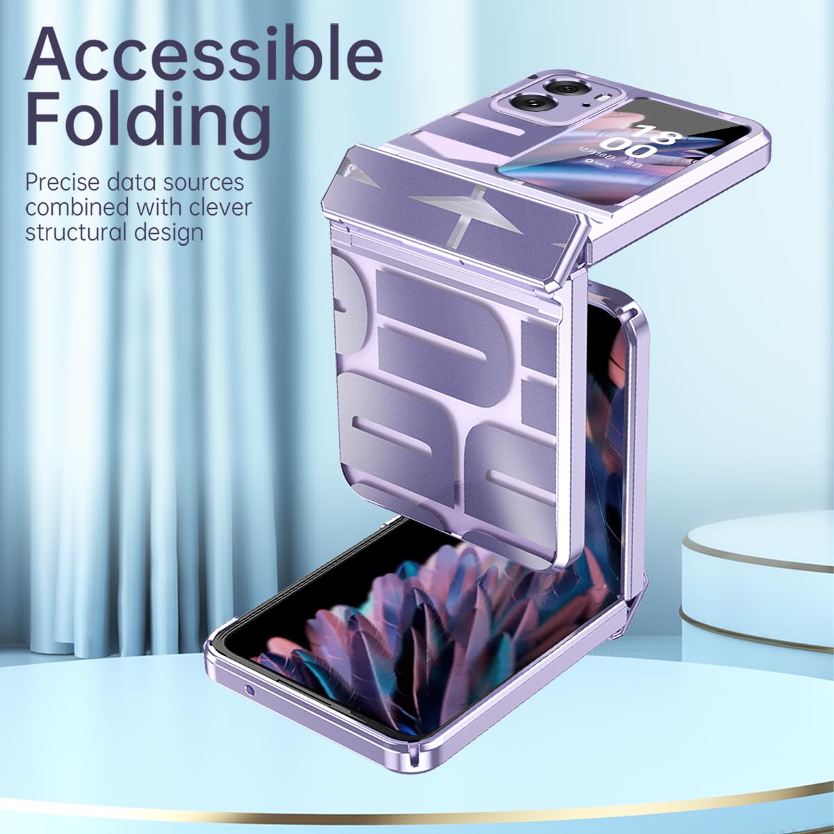 Custodia Per Oppo Find N2 Flip Con Cinturino - Morbida E Sottile, Antishock, Colori Rosa E Azzurro - Design Alla Moda