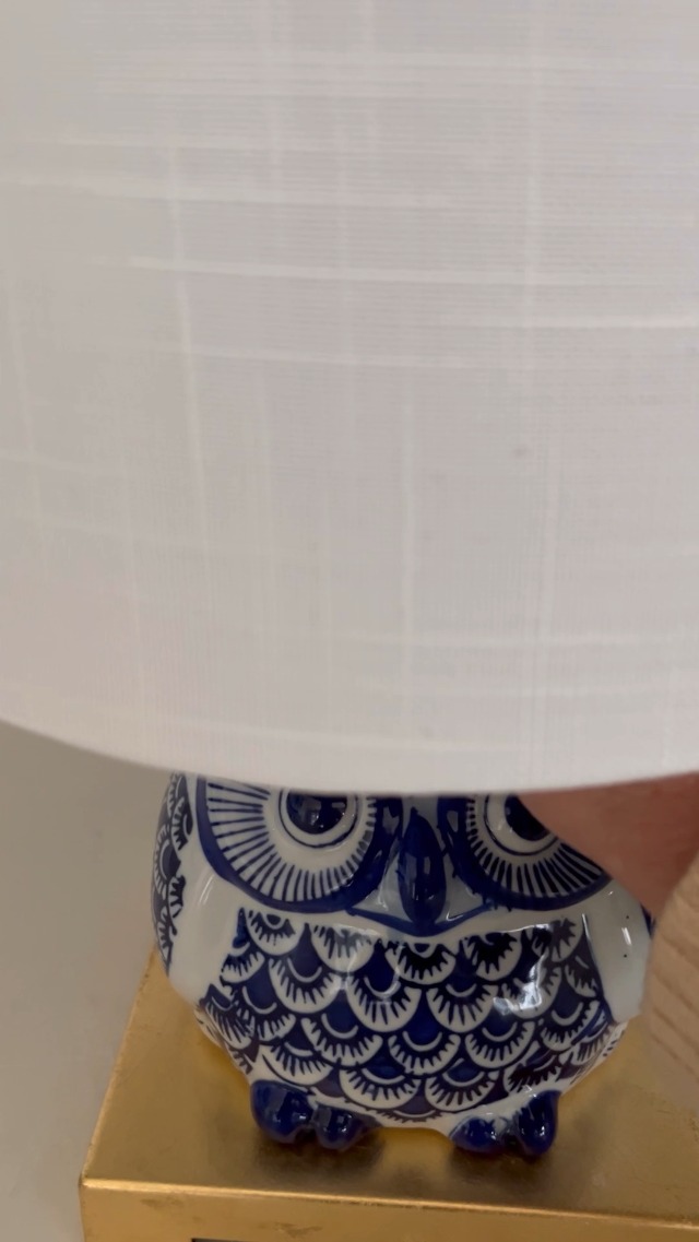 Lámpara de Mesa Búho Cerámica Azul y Blanco 16" Set 2 miniatura 7
