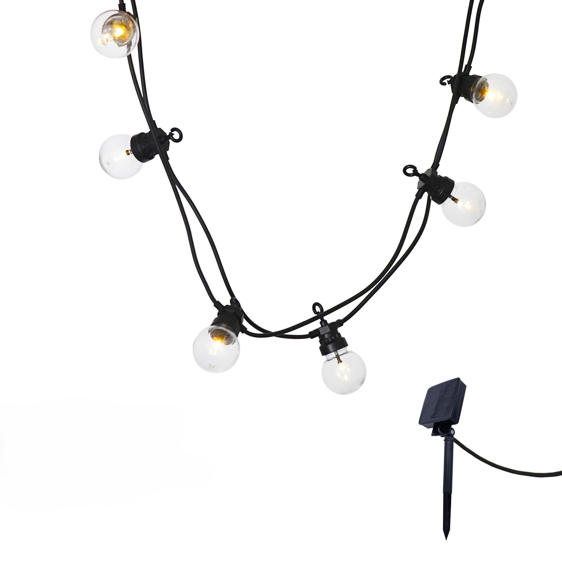 LUMI JARDIN 2 Stück Solar-Lichterkette, 10 Kugeln, transparent, LED, Warmweiß, Party, Solar, 5,9 m, 8 Modi