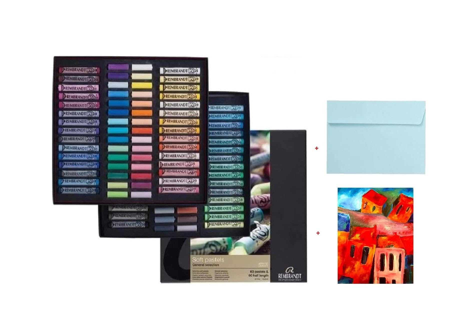Rembrandt Soft Pastels 120 pcs,Selezione generale, 60 pezzi 1/2 bastoncini + 60 pezzi 1/1 bastoncini, (importazione Francia)