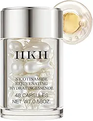 HKH Cápsulas de soro de niacinamida para rosto – antienvelhecimento, removedor de manchas escuras, hidratante com ácido hialurônico e vitamina E, reduz rugas e linhas finas, suaviza e firma os
