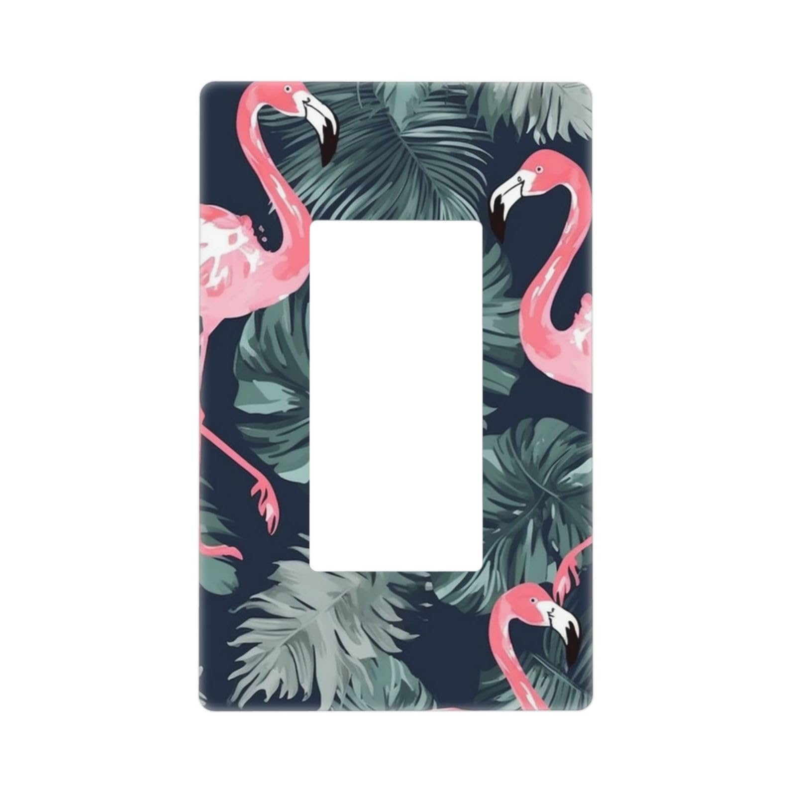 Flamingo and Leaves Wall Plate Cover 1 Gang Light Switch Cover Decorative Single Duplex Wall Plates Standard Size Decorator Blank Electrical Switch Plate Cover for Electrical Outlets