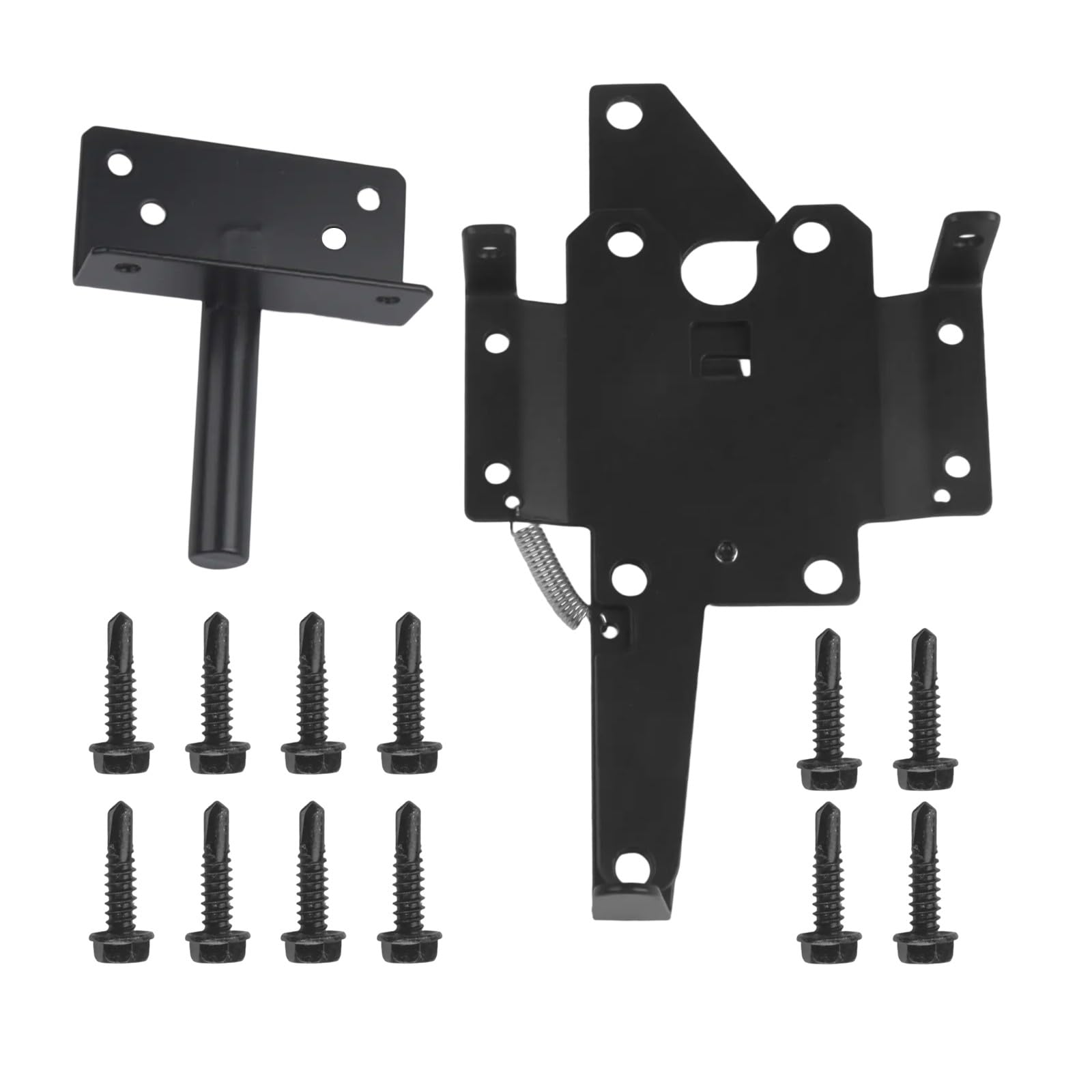 Loquet de portail autobloquant en acier noir pour clôture en bois et métal