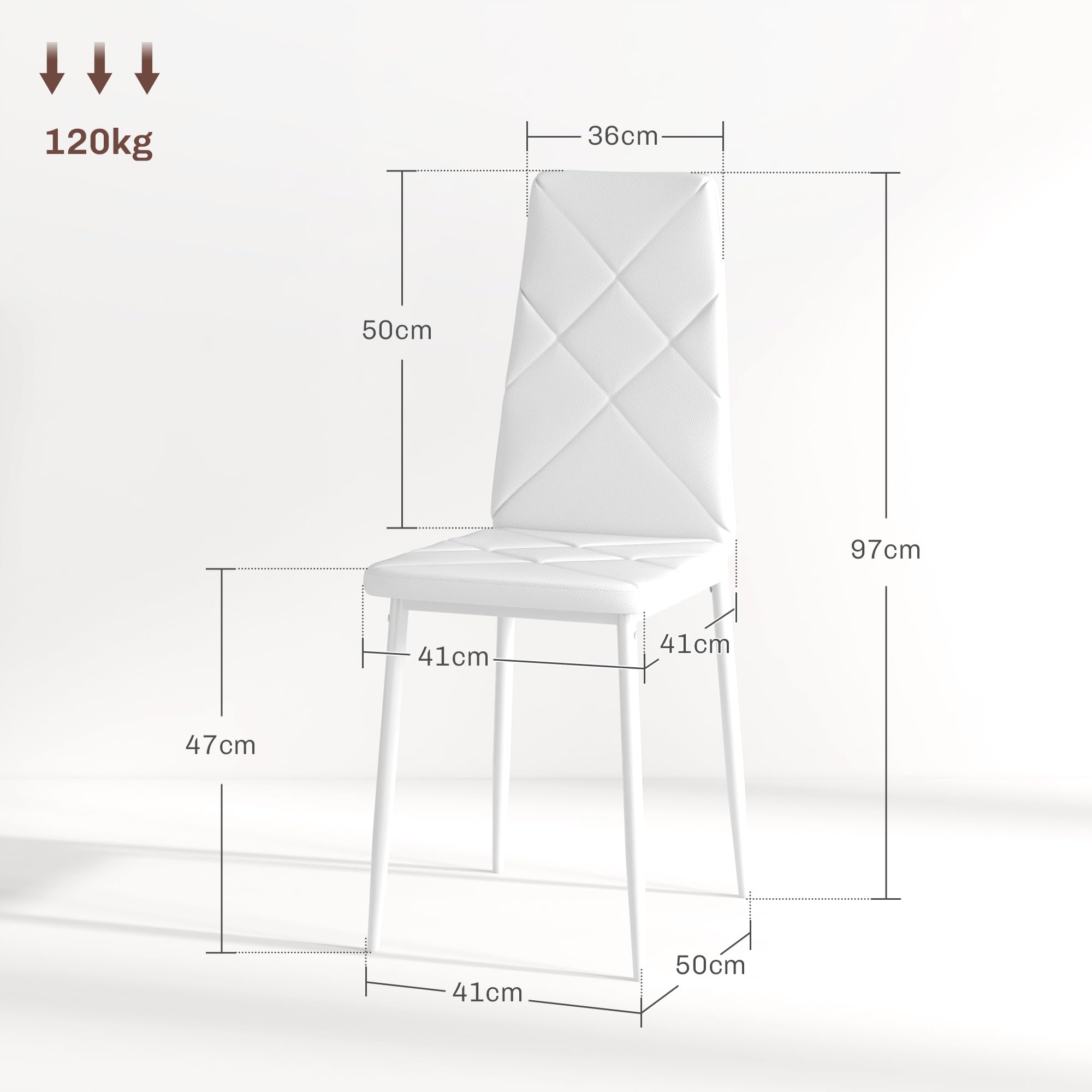 HOMCOM Lot de 2 Chaises Salle à Manger Moderne Dossier Haut, Blanc | Chaises de Cuisine, Style Maison de Campagne, Cadre en Bois de Pin, pour Salon, Chambre, Cuisine
