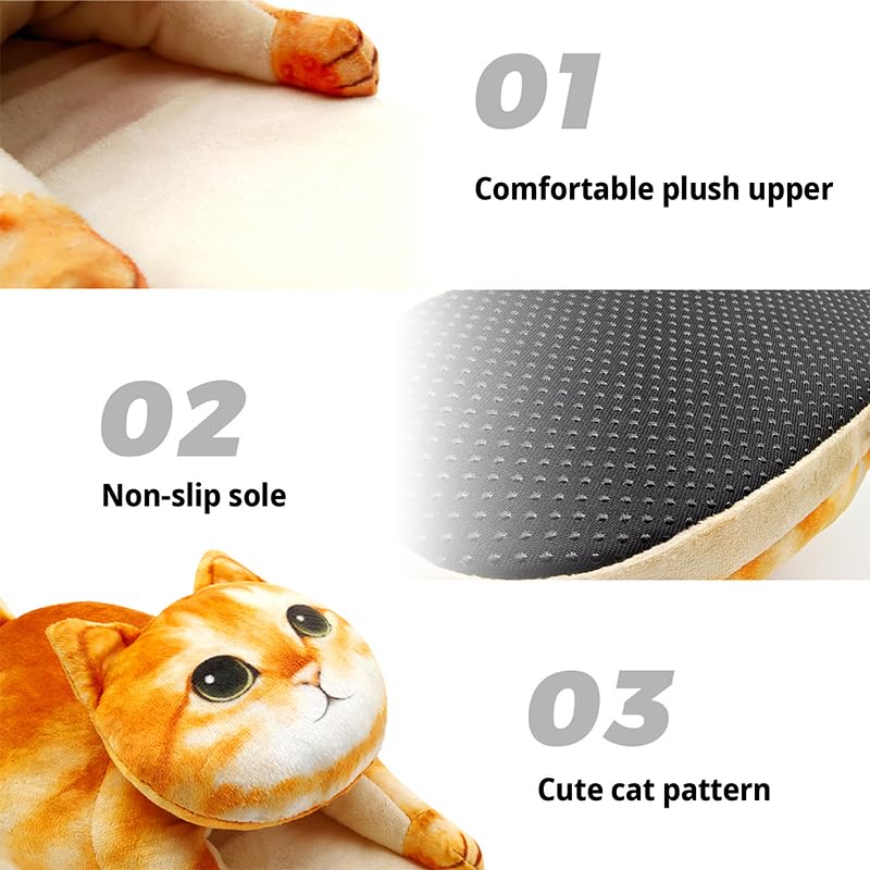 BEdaW Fun Cat Shape Kaptury, puszyste sypialnia kapcie buty domowe, prezenty dla kotów dla miłośników kotów