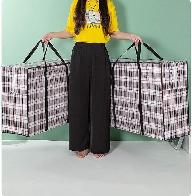 Ctop 2 Packs Extra Large Laundry Bag.Strong Storage Shopping Bags.Plastic Box Shape Clothes Bag for Travel Packing Moving & Storage Waterproof Fabric with Zip to Keep Clean. 80x55x24CM