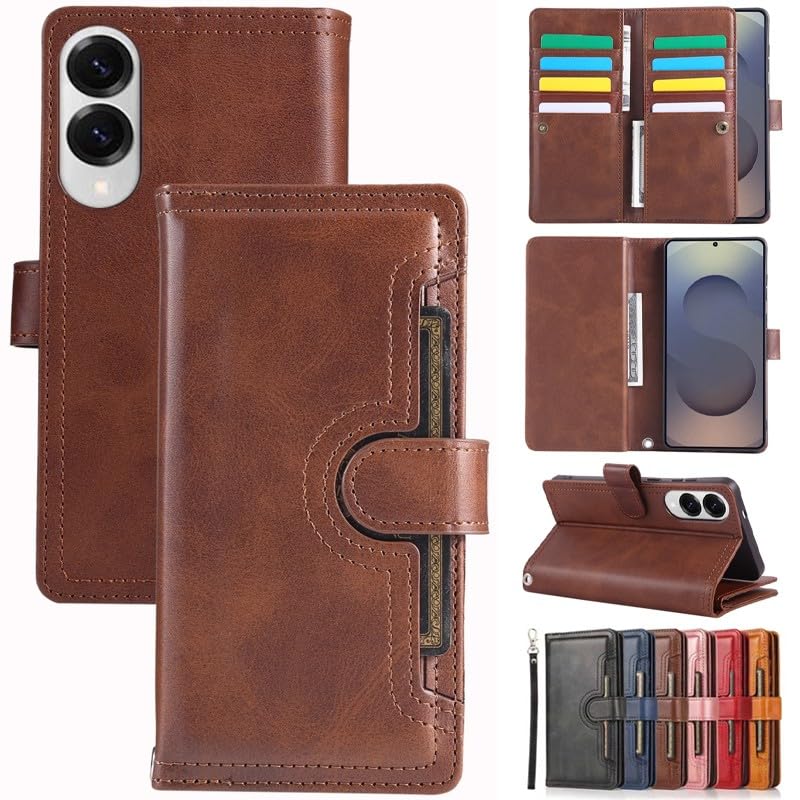 Étui Samsung S23 Ultra marron anti-perte de cartes avec double portefeuille de rangement