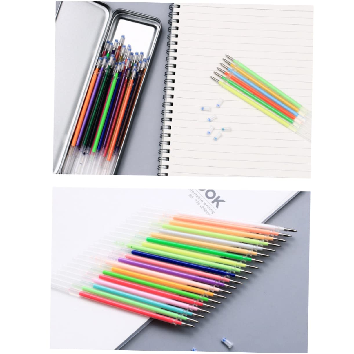 Ciieeo 2pezzi Ricariche Per Penne Gel Colorate Glitter Neon e Pastello Per Colorare Artigianato Doodle e Scrapbooking Inchiostro Resistente e Sicuro