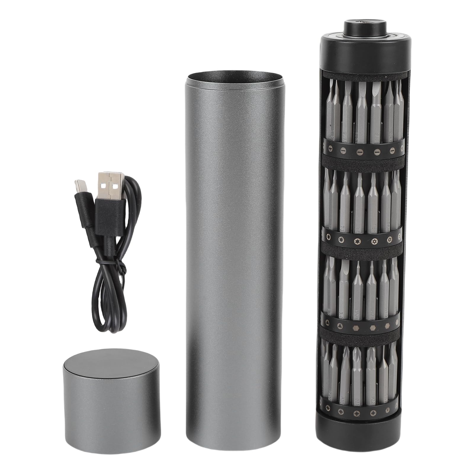 Juego de Destornilladores Eléctricos, Herramienta de Precisión Inalámbrica 62 en 1 con 60 Bits y Luz LED para Reparación de Relojes de Teléfono Portátil, USB C Recargable con