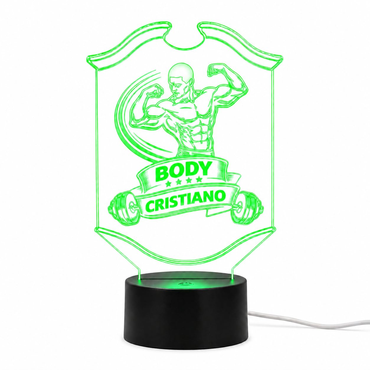 Lampada LED Bodybuilding Personalizzata con Nome, 7 Colori per Palestra e Fitness, Regalo Sportivo per Uomo Donna, Idea Regalo per Bodybuilder, Personal Trainer, Atleti e Appassionati di Gym