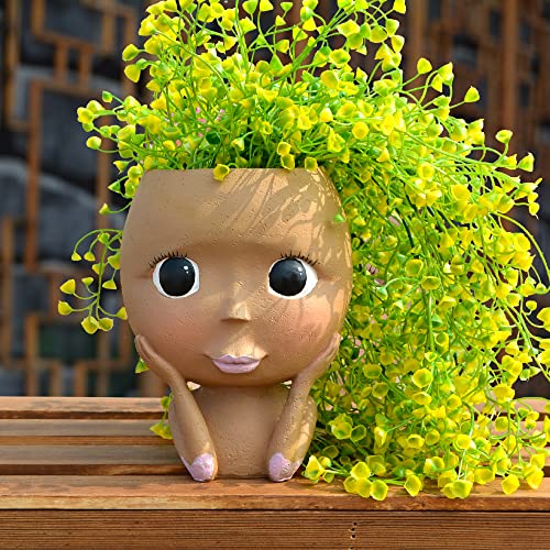 Face Planter, Face Flower Pot Head Planter, Plant Pots Indoor, Planters For Outdoor Plants, Succulent Pots Flower Pots, Face Plant Pot With Drainage, Face Vase Decor For Gifts For Women Home(Brown) #TOP4