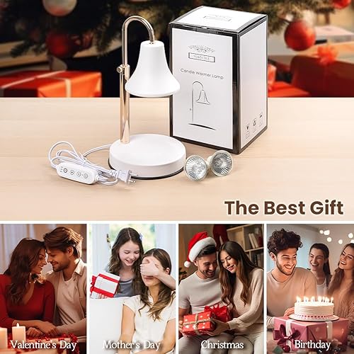 Miniatura 7 de Marycele Lámpara calentadora de velas, lámpara de vela regulable de altura ajustable con temporizador, calentador eléctrico de cera para velas de