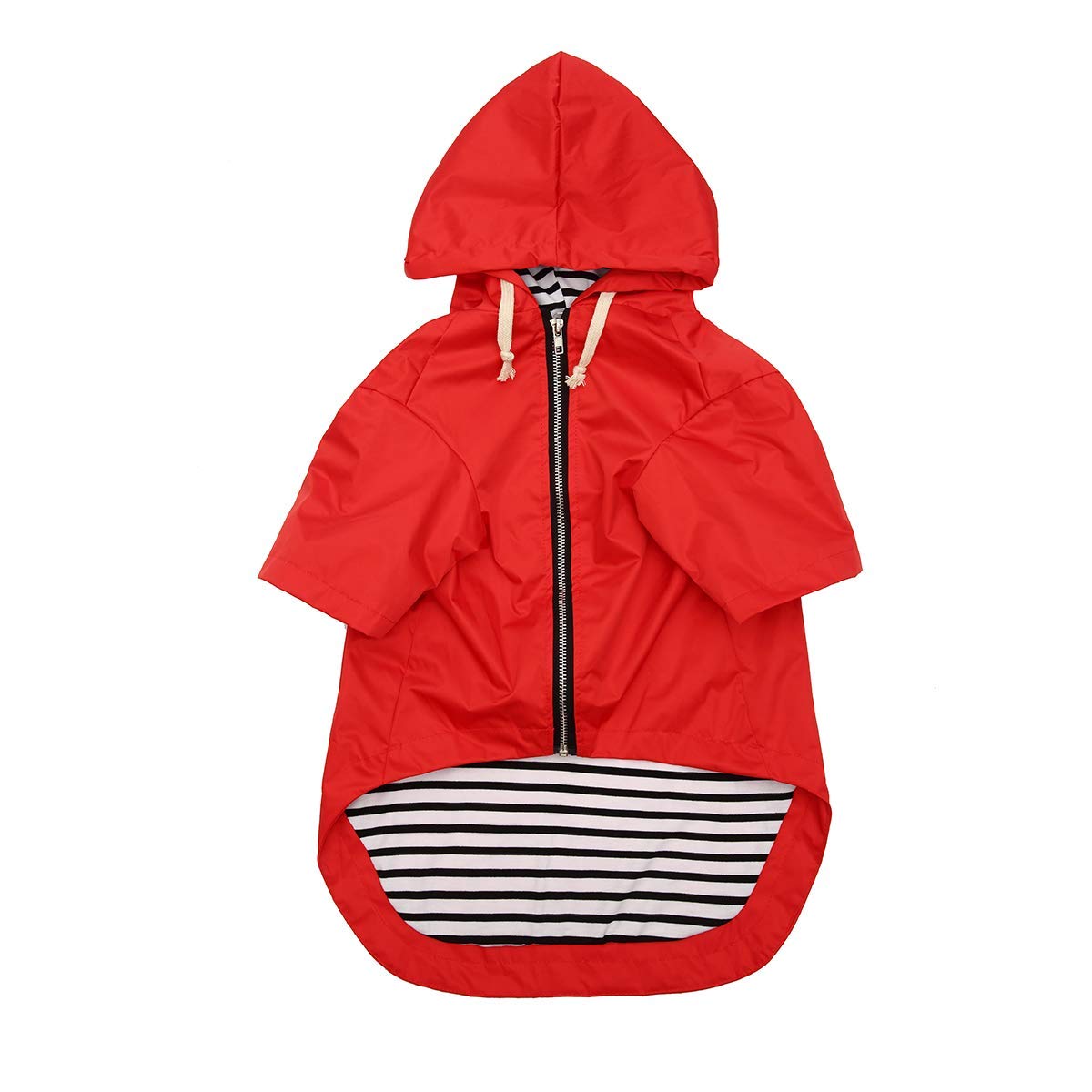Impermeabile per Cani con Cappuccio, Impermeabile/Pioggia, Coulisse Regolabile, Design Tascabile, Elegante Impermeabile per Cani di Alta qualità (Red Large(Bust: 77CM))
