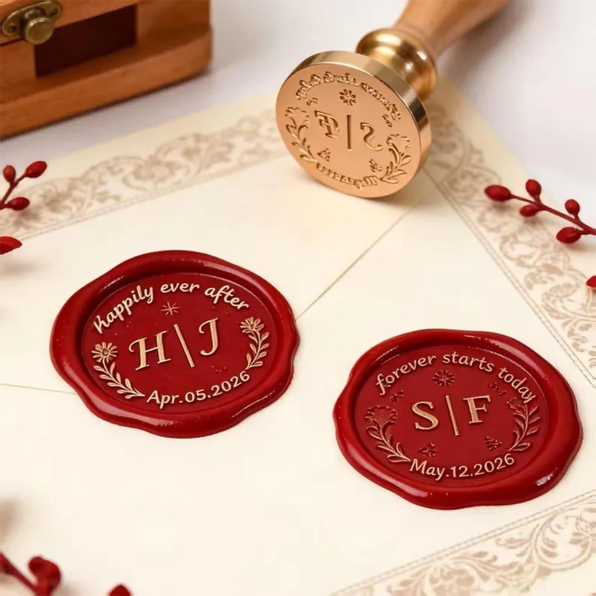 Kit de sellos de cera personalizados: carta personalizada for bodas, invitaciones, sobres, papel de regalo y manualidades, regalo único