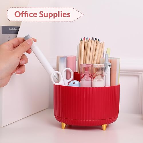 Miniatura 9 de SKYDUE Organizador de escritorio giratorio de 360 grados, soporte de lápiz de doble propósito para escritorio, organizador de bolígrafos de