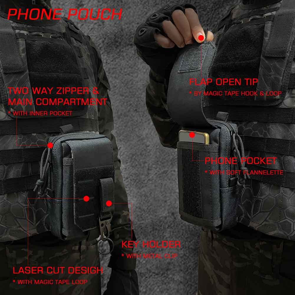 Organizador táctico para respaldo de asiento de coche y camión, organizador de panel de vehículo táctico mejorado con 5 bolsas Molle desmontables, universal se adapta a la mayoría de vehículos (negro)