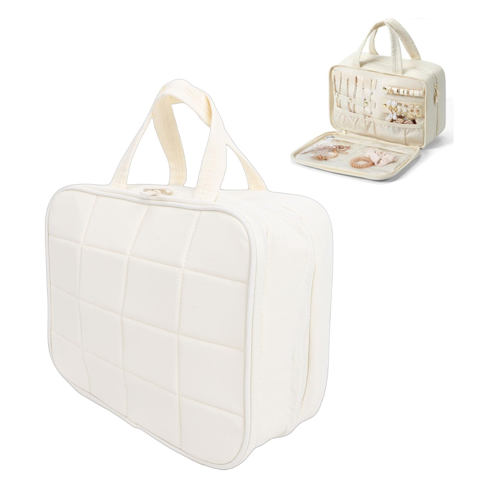 Borsa da Toilette da Viaggio, Borsa da Viaggio Sospesa, Borse per Cosmetici | Grande Capacità, Gancio con Rotazione a 360 Gradi, Organizer Pieghevole per Borsa per Trucco Portatile